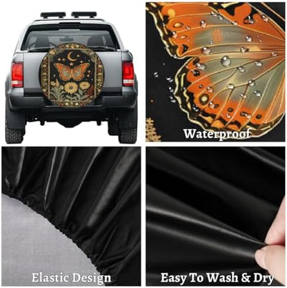 Spare Tire Cover for RV Trailer, Flower Butterfly Moon Waterproof Sun Leather - Image 4