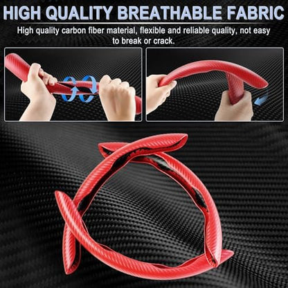 Amiss 3pcs Carbon Fiber Anti-Skid Steering Wheel Cover, Waterproof & Segmented - Image 2