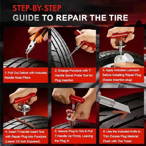 132Pcs Heavy Duty Tire Repair Kit, Professional Tire Plug Kits - Image 4