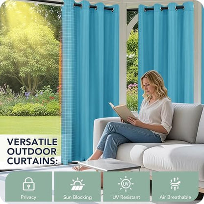 Outdoor Curtains for Patio Waterproof 6 Panels, Porch Sun Shade - Image 3