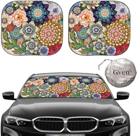 Gven Windshield Sun Shade for Car 2-Piece Foldable Sunshade for Front Windows by Gven