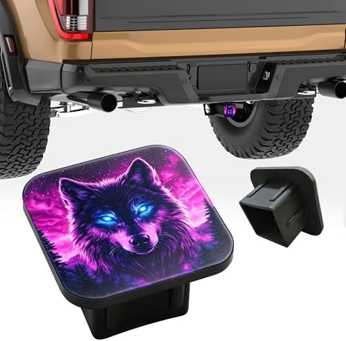 Hitch Receiver Cover 2" Neon Purple Wolf Trailer Hitch Cover Tube Cap Rubber - Image 4
