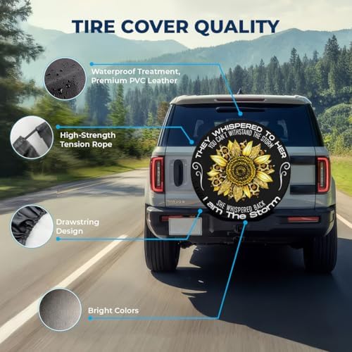 GENANY Sunflower Storm Art Thick PVC Leather Spare Tire Cover Size 15 - Image 4