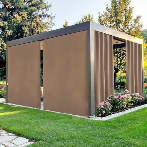 NICETOWN Gazebo Curtains Outdoor Waterproof Sticky Top & Back Tab Bottom by NICETOWN