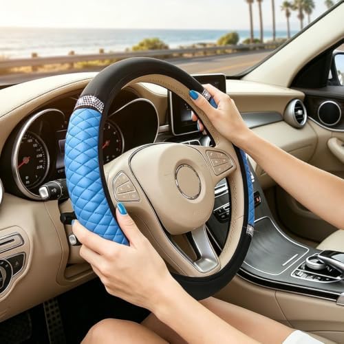 Bling Car Steering Wheel Cover, Crystal Rhinestones Vehicle Steering Guard Wrap - Image 3