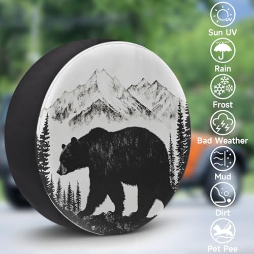 Spare Tire Cover for RV Trailer, Animal Bear Mountain Waterproof Sun Leather - Image 3