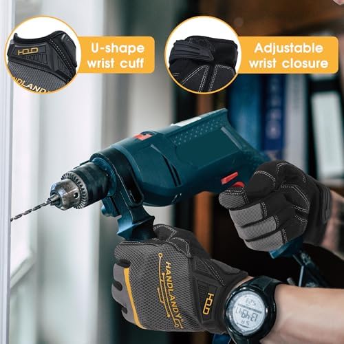 HANDLANDY Work Gloves for Men & Women, Utility Mechanic Working Gloves Touch - Image 5