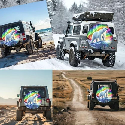 Colorful Northern Lights Bear Spare Tire Cover - Image 7