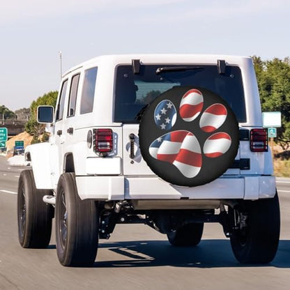 Paws Us American Flag Spare Tire Cover Dust-Proof Wheel Tire Cover Fit Trailer - Image 3