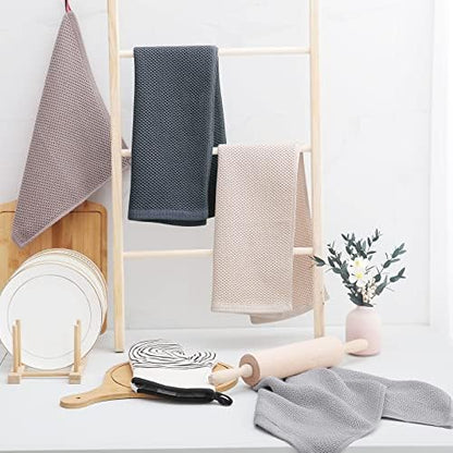Homaxy 100% Cotton Waffle Weave Kitchen Dish Towels 6-Pack, Dark Grey - Image 6