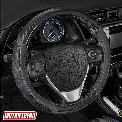 Motor Trend UltraSport Gray Carbon Fiber Steering Wheel Cover, Standard 15 inch by MotorTrend