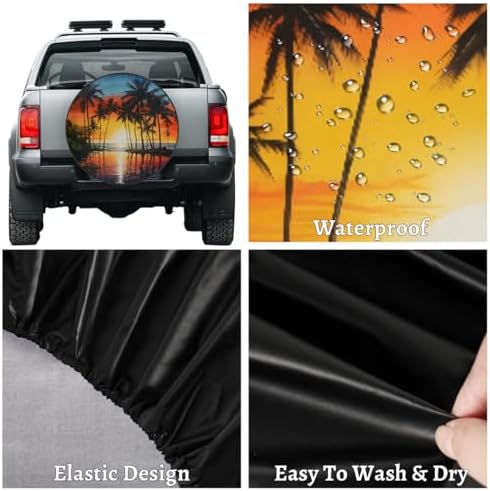 Palm Tree Spare Tire Cover 17in Spare Wheel Covers Tire Storage Cover - Image 4