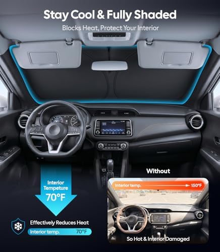 Wigoo for Nissan Kicks Windshield Sunshade, Custom Fit, Keeps Interior Cool - Image 2