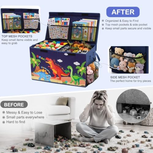 Toy Box with Adjustable Divider Large Toy Chest Storage - Image 3