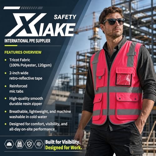 XIAKE Reflective Safety Vest for Men & Women High Visibility Class 2 Vest - Image 4