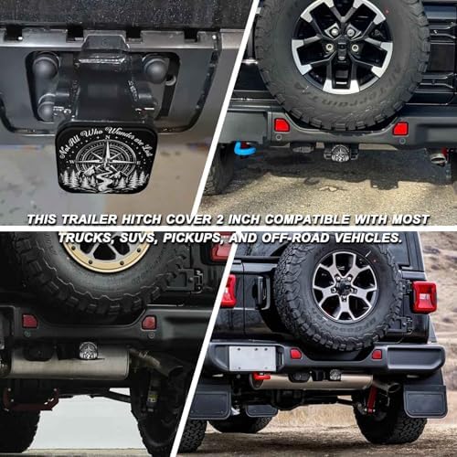 2 Inch Compass Mountains Trailer Hitch Cover Rubber Receiver Tube Plug Cap - Image 5