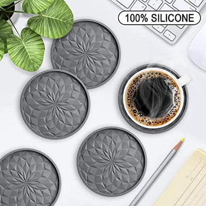 ME.FAN Silicone Coasters with Holder, Drinking Coasters - Image 2