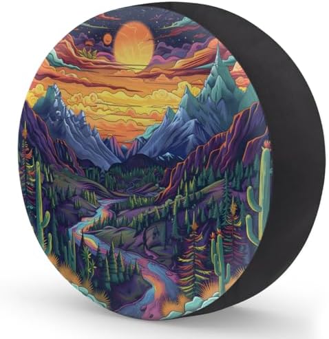 Rv Spare Tire Cover Wheel Mountain Colorful Moon Tire Covers Wheel Protectors - Image 2