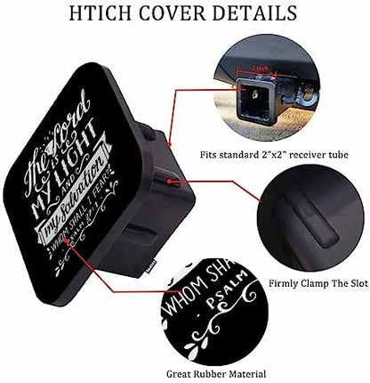 Bible Verse 2" Hitch Cover, Christian Quote Hitch Covers, The Lord is My Light - Image 3