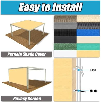 Amagenix 90% Shade Fabric 14'X 14' Sand Sun Shade Cloth - Image 3
