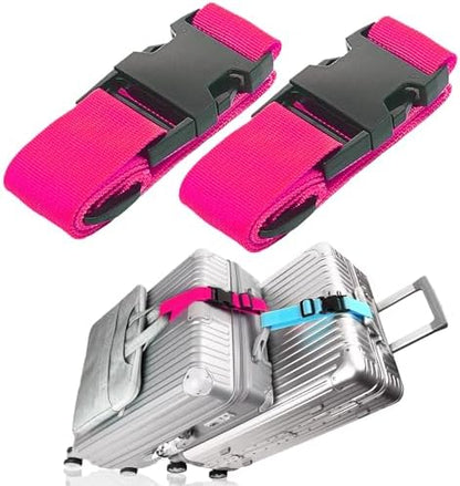 Luggage Straps Travel Belt Multiple Suitcases Connector, 2 Pack Hot Pink by Ajmyonsp