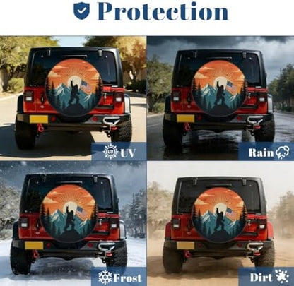Bigfoot American Flag Spare Tire Cover Wheel Covers Protectors Waterproof - Image 7