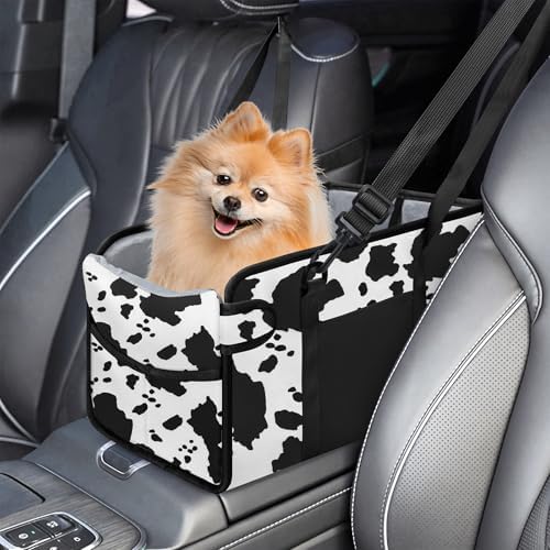 Portable Dog Car Seat for Small Dogs, Puppy Car Seat, Cow Pattern by NECKORY
