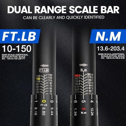 3/8-Inch Drive Click Torque Wrench, 10-150 Ft-Lb/13.6-203.4 N.m, ±3% - Image 5
