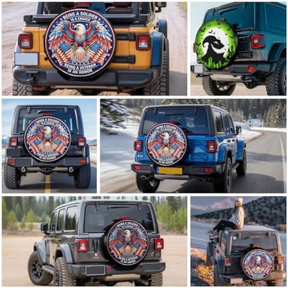 GENANY Veteran Eagle Flag Thick PVC Leather Spare Tire Cover Size 15 - Image 7