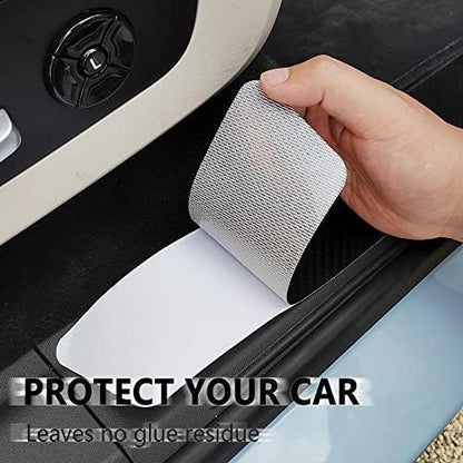 4PCS Carbon Fiber Car Door Sill Protector, Skull Design, Anti-Scratch and - Image 3