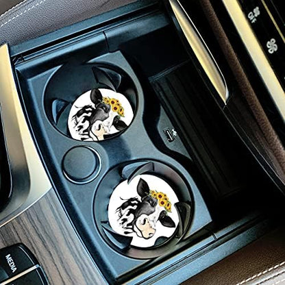 Car Coasters for Women Mother's Day 2 Pack Easter Decorations, Cute Farm Cow - Image 2