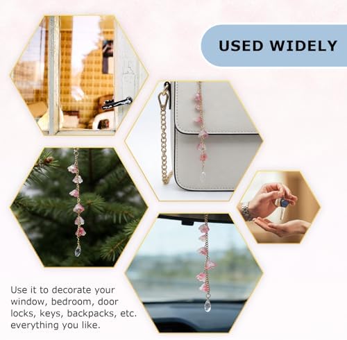 CASONA Car Rearview Mirror Hanging Decor, Cute Pink Glass Lily of the Valley - Image 4