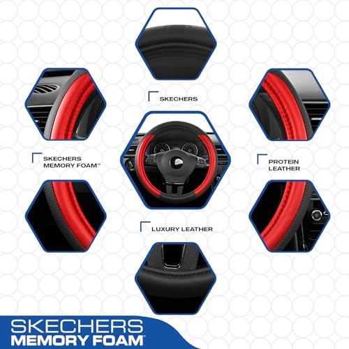 Skechers Steering Wheel Cover Memory Foam, Luxury Leather Steering Wheel Covers - Image 2
