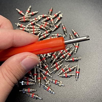 Valve Core Remover with 100 Pcs Car Truck Replacement TPMS Nickel Plated Tire - Image 7