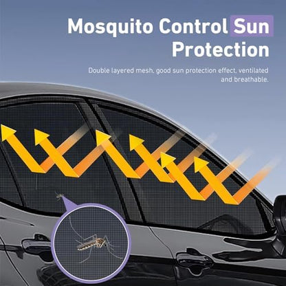 4PCS Car Window Shades, Mesh Side Window Sun Shade, Stretchy Front Rear Window - Image 4