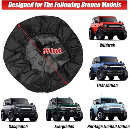35 Inches Spare Tire Covers for 2021-2026 Ford Bronco Badlands, First Edition - Image 3