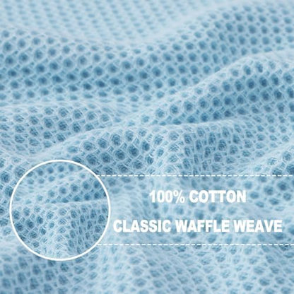 Homaxy 100% Cotton Waffle Weave Kitchen Dish Cloths 12-Pack, Sky Blue - Image 2