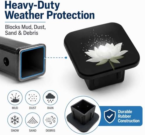 Trailer Hitch Covers White Lotus, Heavy Duty 2 Inch Hitch Cover - Image 6