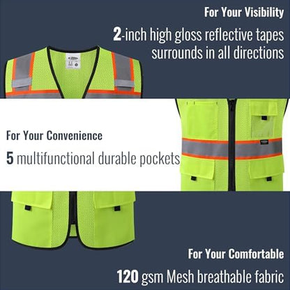 JKSafety Safety Vest for Men Women Hi Vis Relfective Vest - Image 4