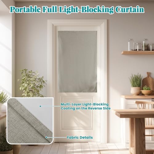 100% Blackout French Door Curtains, Room Darkening Shades Small Window Curtain - Image 6