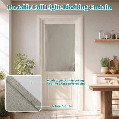 100% Blackout French Door Curtains, Room Darkening Shades Small Window Curtain - Image 6
