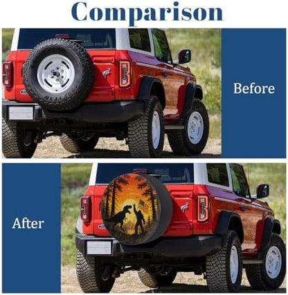Bigfoot Dinosaur American Flag Spare Tire Cover Wheel Covers Protectors - Image 5