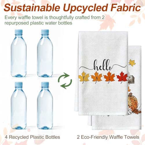 Fall Kitchen Towels Set of 2, Waffle Weave Hand Towels 16x26 Inch - Image 5