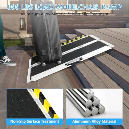 4FT Portable Wheelchair Ramp, Non-Slip Aluminum Folding Handicap Ramp, 800 LBS - Image 6