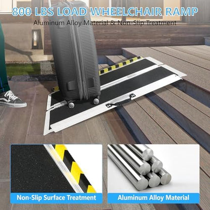 4FT Portable Wheelchair Ramp, Non-Slip Aluminum Folding Handicap Ramp, 800 LBS - Image 6