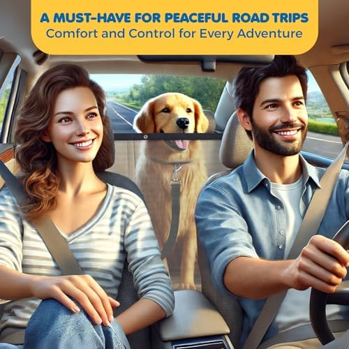 SunGrow Dog Seat Belts with Barrier, 2 Adjustable 28" Nylon Belts, and Trucks - Image 4