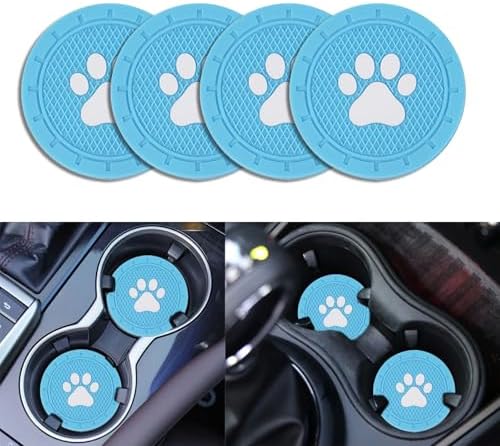4 Pack Car Cup Holder Coasters, Dog Paw Insert Car Cup Coaster, 2.75 Inch Anti by Unknown