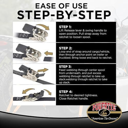 PowerTye 1in x 4ft Easy-Grip Endless Ratchet Straps - Image 5