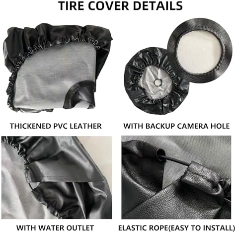 American Flag with Funny Spare Tire Cover with Back-up Camera Hole Leather - Image 3