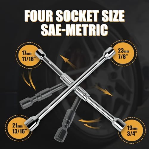 MIKKUPPA 4 Way Folding Lug Wrench, 4 Way Sliding Wheel Lug Nut Wrench - Image 3